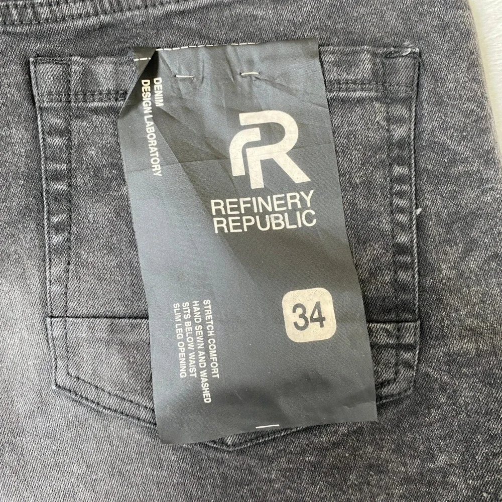 Refinery Republic Mens Black Denim Shorts Size 34 Faded 90s Grunge Skater NWT